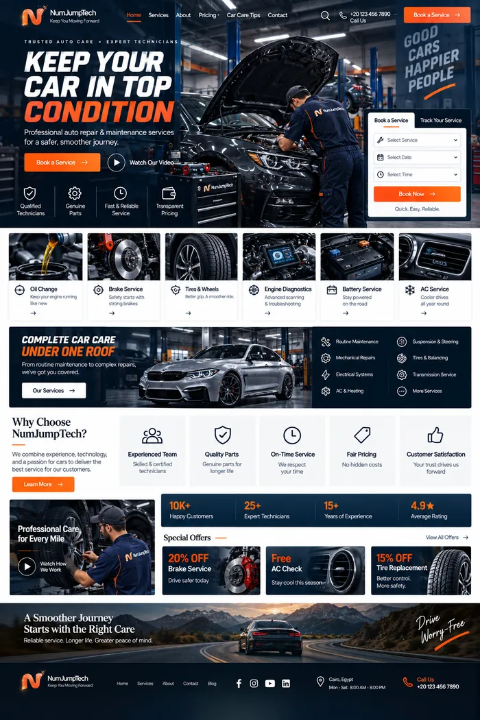 Auto Repair & Maintenance — website concept by NumJumpTech