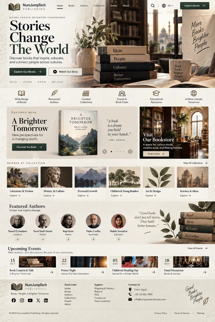 Bookstores & Publishing — website concept by NumJumpTech