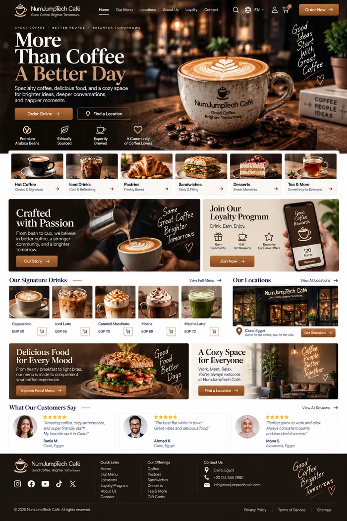 Cafés & Coffee Brands — website concept by NumJumpTech