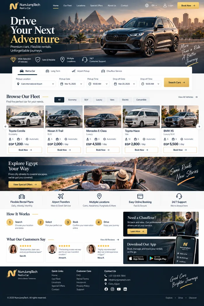 Car Rental — website concept by NumJumpTech