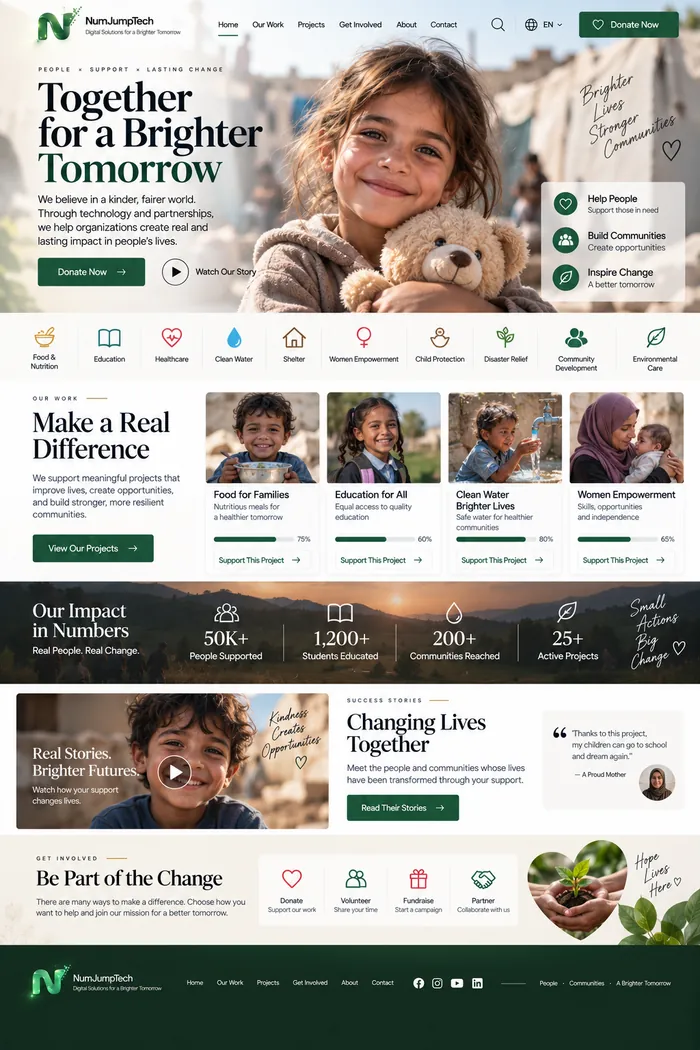 Charities & NGOs — website concept by NumJumpTech