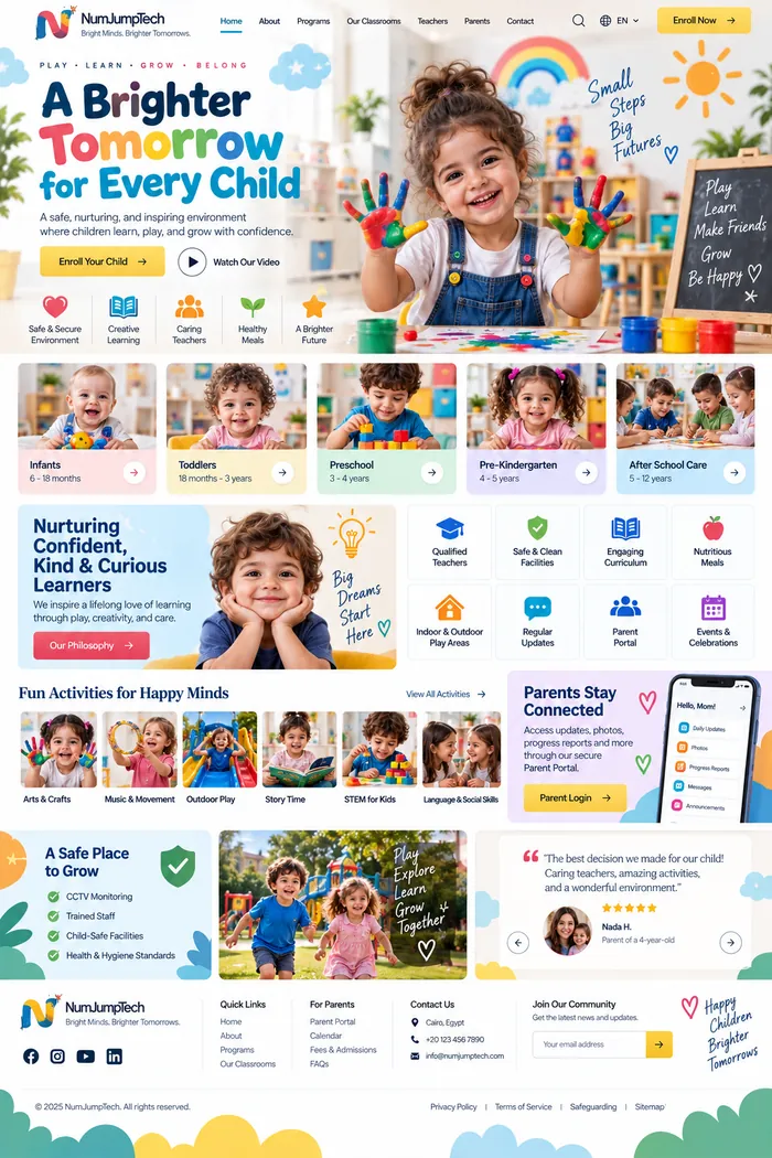 Childcare & Nursery — website concept by NumJumpTech