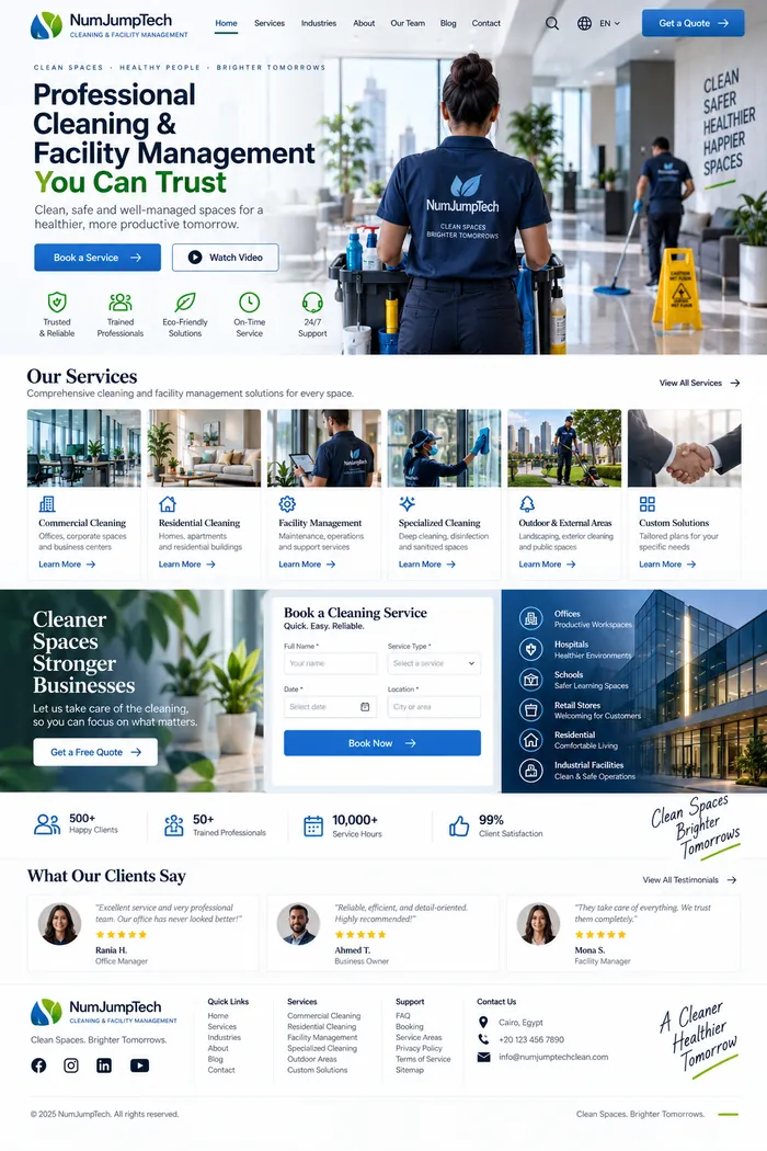 Cleaning & Facility Management — website concept by NumJumpTech