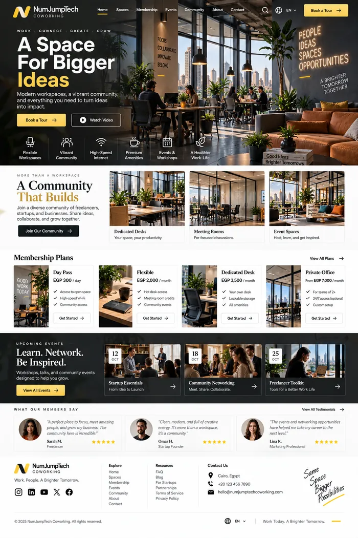 Coworking Spaces — website concept by NumJumpTech