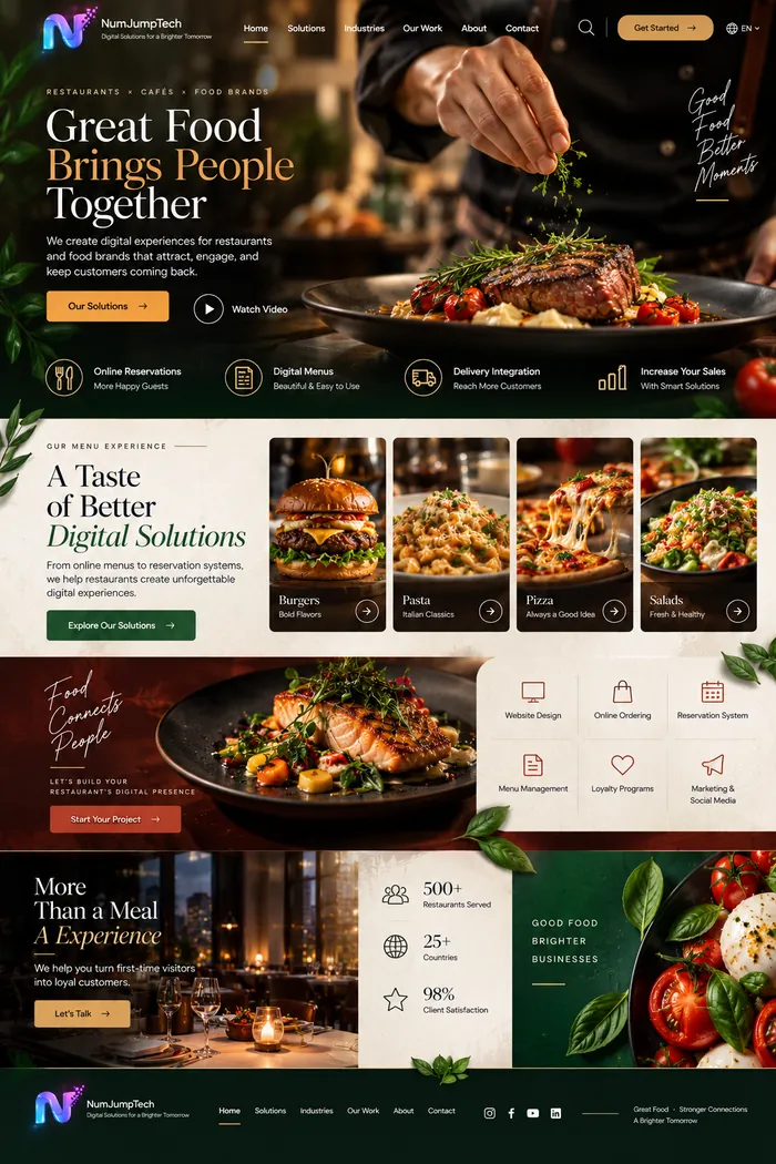 Food & Restaurants — website concept by NumJumpTech