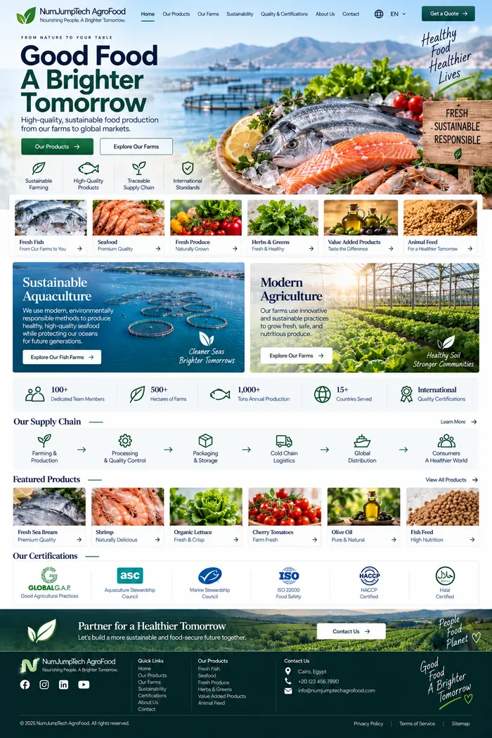 Food Production & Agriculture — website concept by NumJumpTech