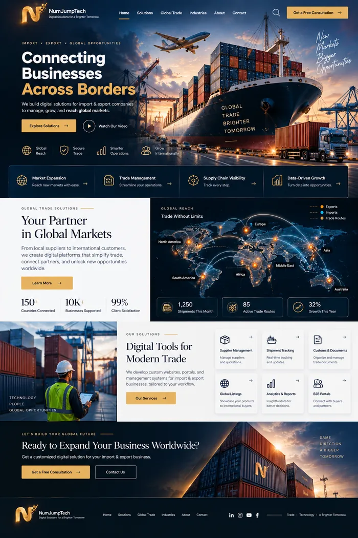 Import & Export — website concept by NumJumpTech