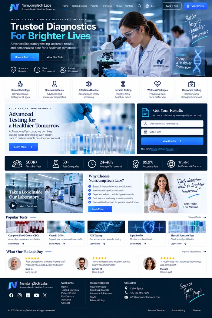 Laboratories & Diagnostics — website concept by NumJumpTech
