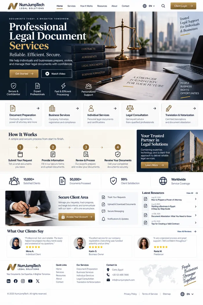 Legal Document & Professional Services — website concept by NumJumpTech