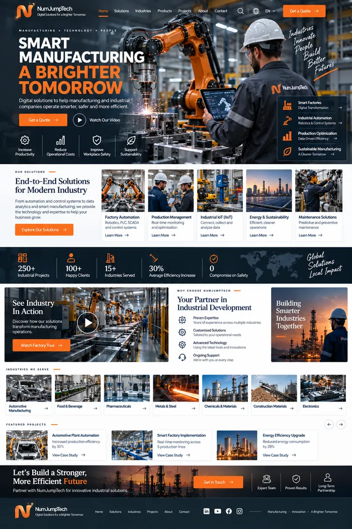 Manufacturing & Industrial — website concept by NumJumpTech