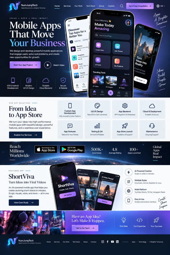 Mobile Apps & App Products — website concept by NumJumpTech