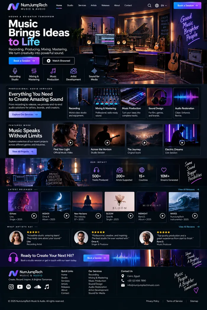 Music & Audio Studios — website concept by NumJumpTech