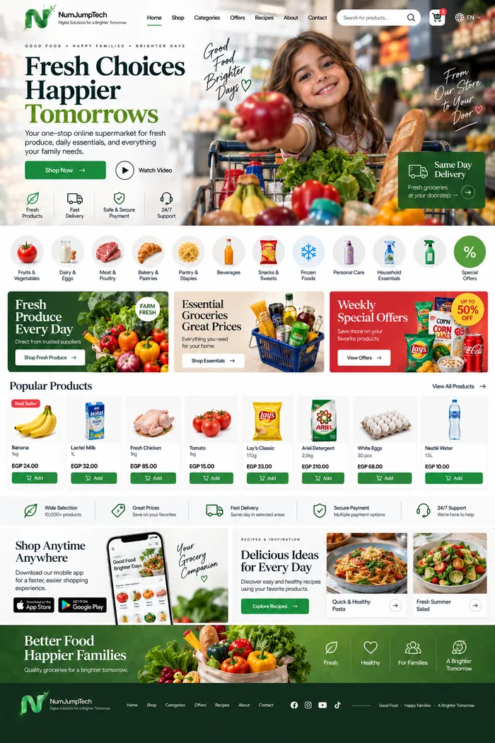 Supermarkets & Grocery — website concept by NumJumpTech