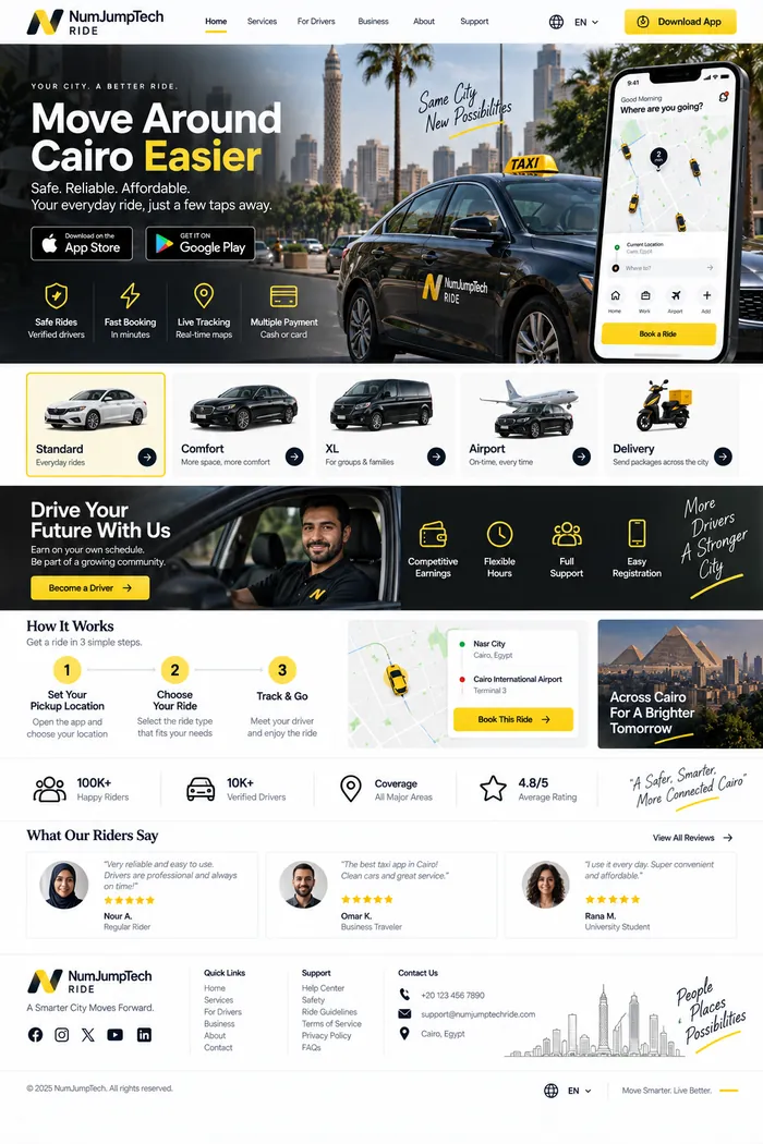 Taxi & Ride Services — website concept by NumJumpTech