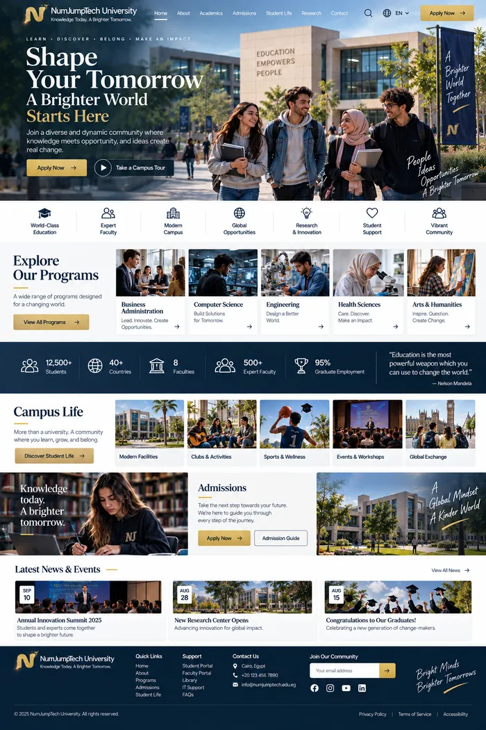 Universities & Higher Education — website concept by NumJumpTech