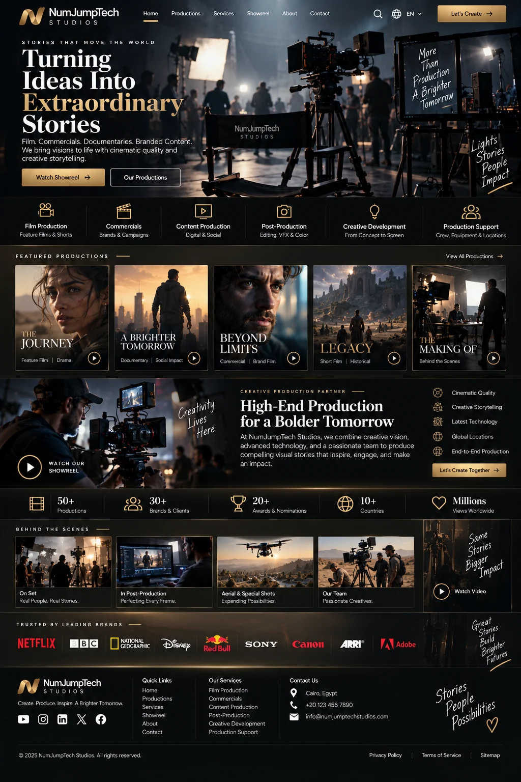 Film & Production Studios — website concept direction by NumJumpTech