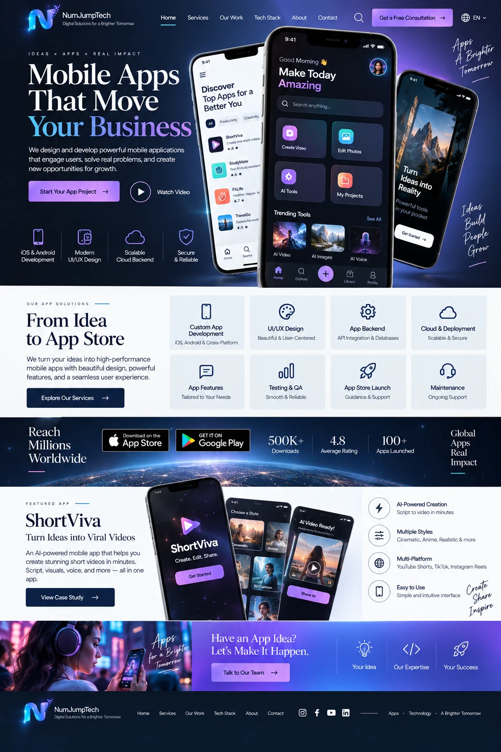 Mobile Apps & App Products — website concept direction by NumJumpTech