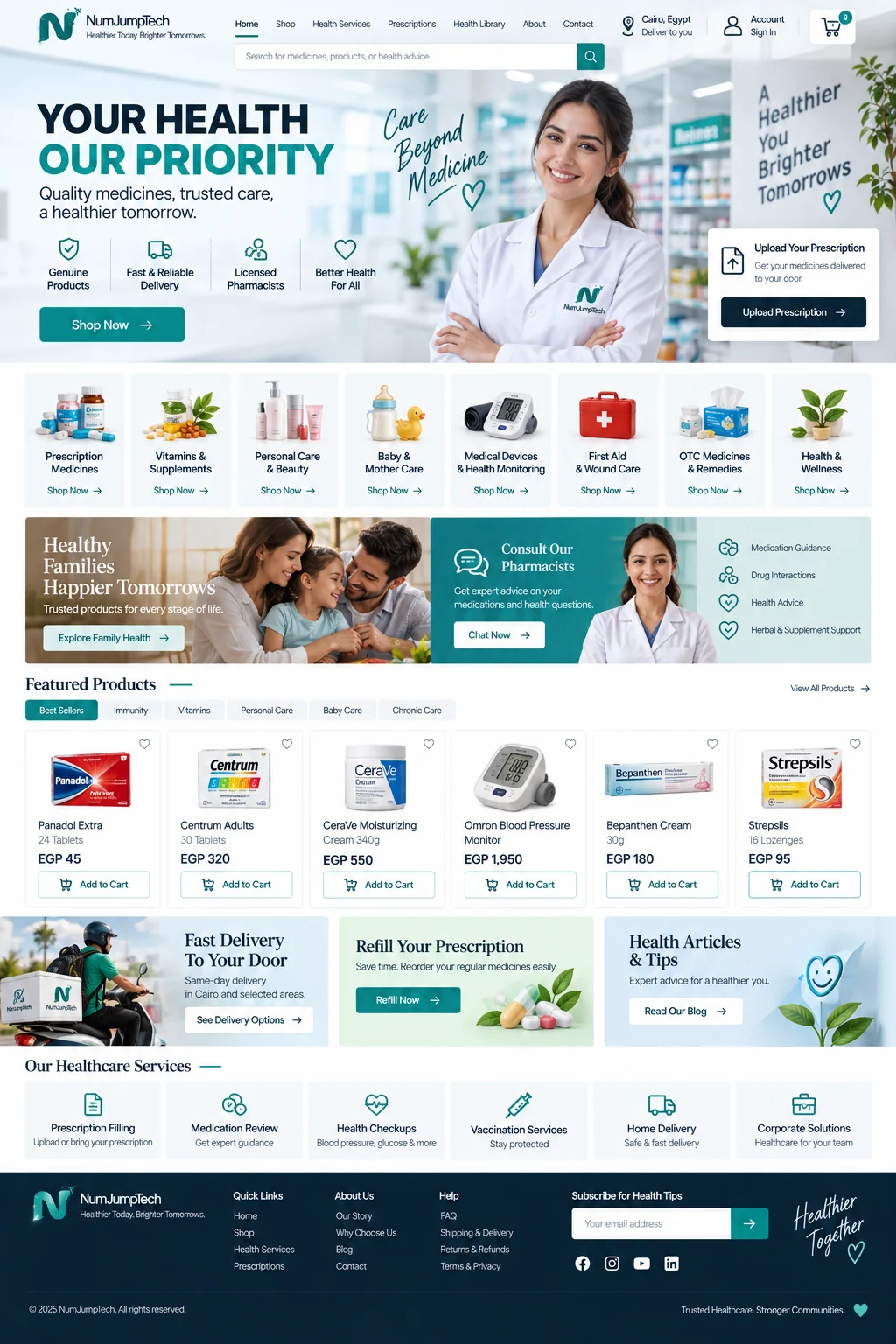 Pharmacies & Healthcare Retail — website concept direction by NumJumpTech
